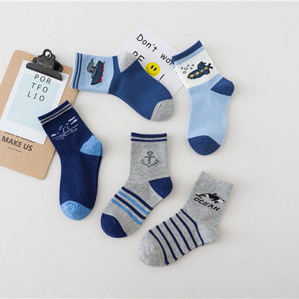 Spring And Autumn Cartoon Ship Boy Socks
