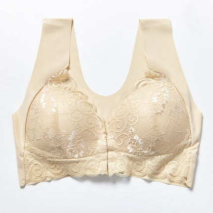 Comfortable Plus Size Backless Bra Lace Push Up Front Closure Bra