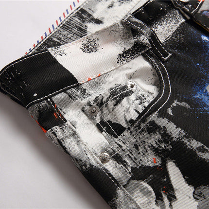 Floral Pants Digital Printing Men's Slim Fit