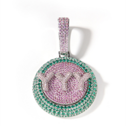 Personalized Hip Hop Custom Rotating Pendant 26 Letter Name Micro Inlaid Zircon