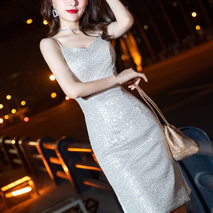 Evening Dress Ladies Sexy Short Strap Dress Banquet KTV Bar Dress