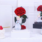Red flower on white / Standing position