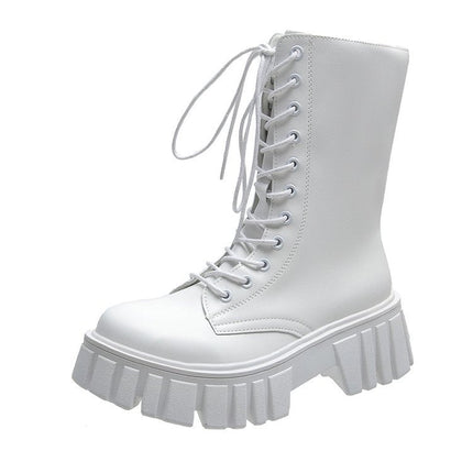 New British Style Fashion Thick-soled Muffin Cross-strap Martin Boots