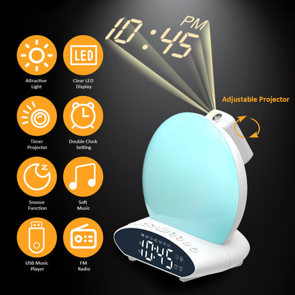 Wake-up Light Can Simulate Sunrise Sunset Time Projection Night Light Music Alarm Clock