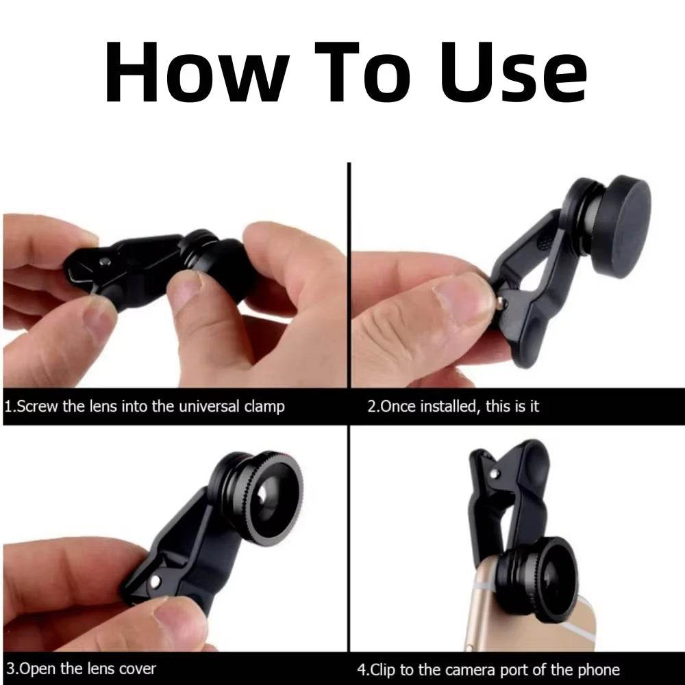3-in-1 Smartphone Camera Lens Kit with Fisheye and Wide Angle