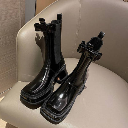 Fashion Women's Leather Bow Martin Boots