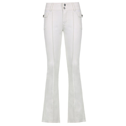 Women's New Sexy Low-waist Side Pockets Retro Slim-fit Micro Trousers Casual Trousers