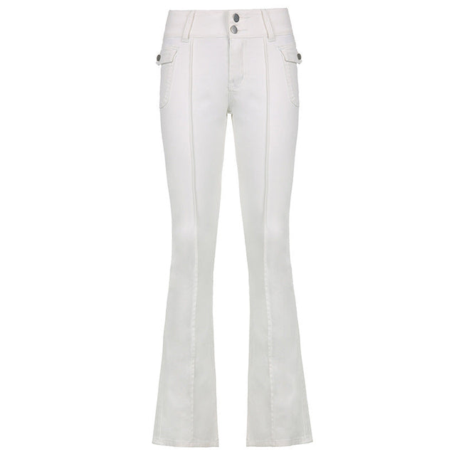 Women's New Sexy Low-waist Side Pockets Retro Slim-fit Micro Trousers Casual Trousers