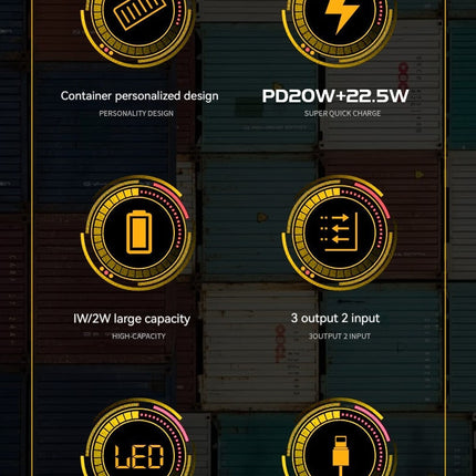 Container With Cable Power Bank Industrial Wind 1000020000mAh Mobile Power Supply