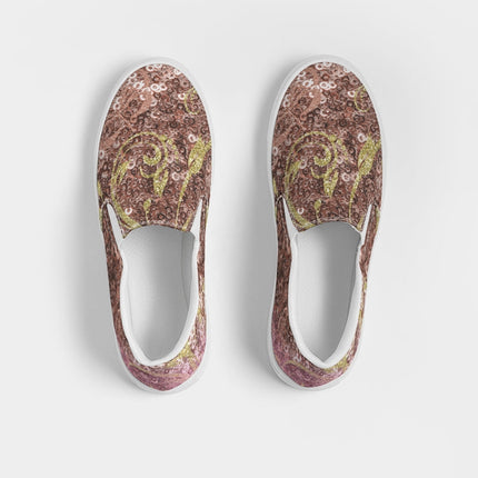 BEAUTIFUL PURPLE GITTER DESIGN CREATED BY FLIPSTYLEZ Women's Slip-On Canvas Shoe