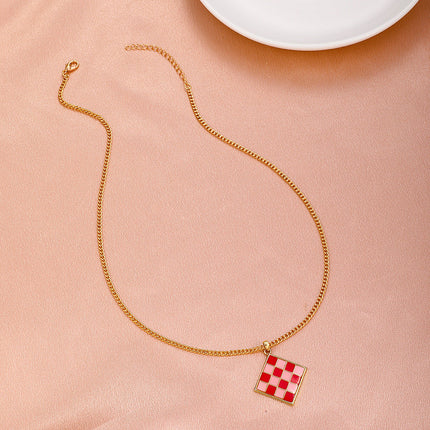 Sweet Square Clavicle Chain Drawing Board Color Matching Necklace Female