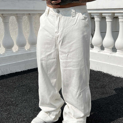 Solid Color Casual Jeans Retro Straight-leg Pants