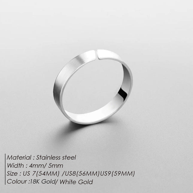 Simple Plain Aperture Titanium Steel Ring Adjustable Personalized