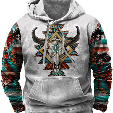 Native buffalo Printed winter Hoodie Men's fashion