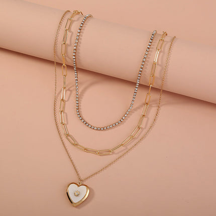European and American cross-border new product gold lock stacking multi-layer necklace, letter tag fashion personality chocker clavicle chain female