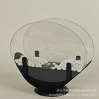 Oval Black White Stone