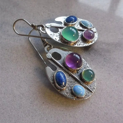 Bohemian New Personalized Multicolor Gemstone Earrings Alloy Earring
