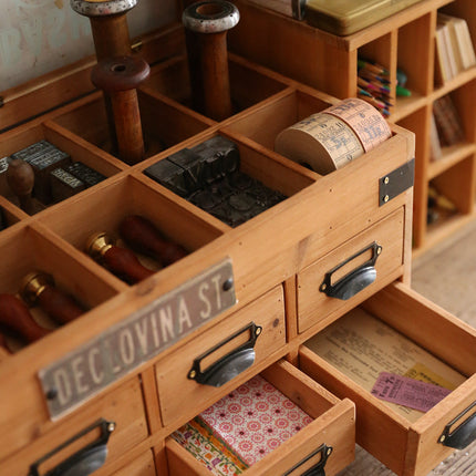 Tape Stamp Sticker Solid Wood Storage Box Retro