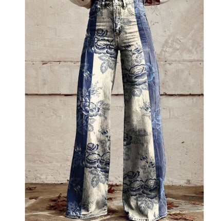Plus Size Women's Casual Thin Wide Leg Imitation Jeans