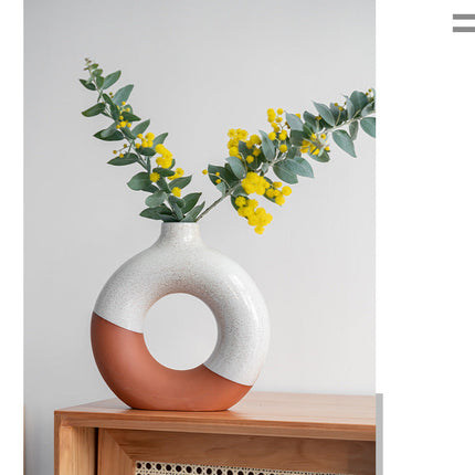 Laterite Half Glazed Round Ceramic Vase Office Desktop Soft Board Room Window
