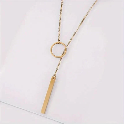 Chic Ethnic-Inspired Alloy Circle & Rod Pendant Necklace