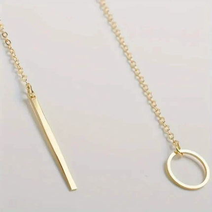 Chic Ethnic-Inspired Alloy Circle & Rod Pendant Necklace