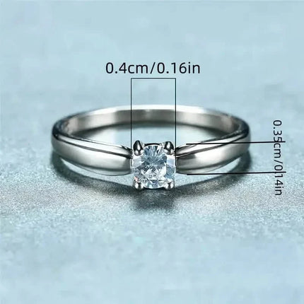 Classic 4-prong Set Round Zirconia Ring For Women