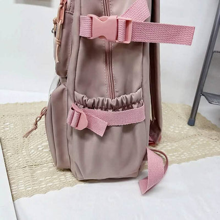 Cute Waterproof Multi-Pocket Women Backpacks with Bear Doll