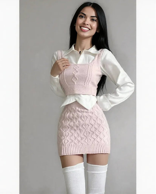 New pink  Dress Sweater dress for teenage girl