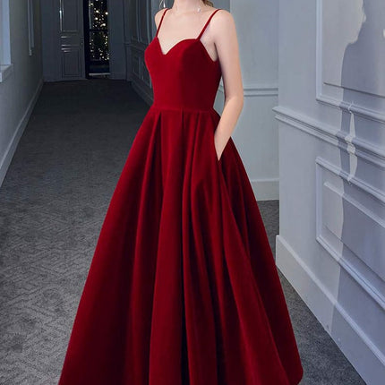 Red Suspender Dress Temperament Backless Wedding Toast Clothes