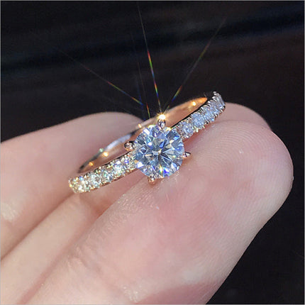 Simple S Silver Plated Simulation Diamond Ring