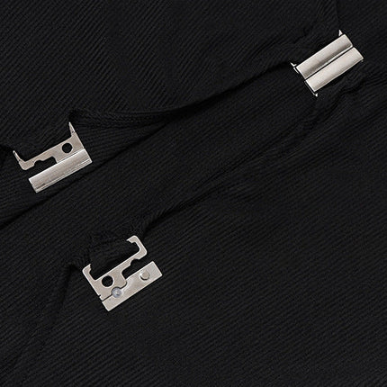 Sexy Black V-neck Low-cut Metal Buckle long summer Cardigan