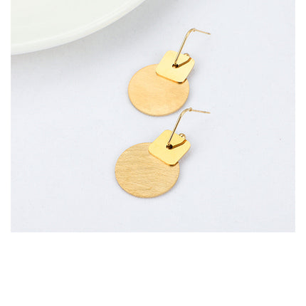 Personalized Long Net Red Earrings Round Brushed Flat Earrings