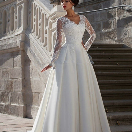 V-neck Wedding Dress New European Style Simple Trailing Tail