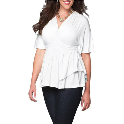 V Solid Color Women's Plus Size Dress
