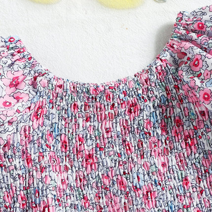 Summer New Girls' Floral Puff Sleeve Dress