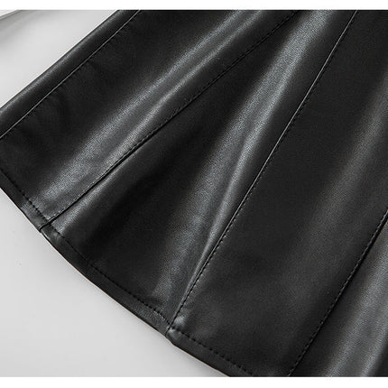 Autumn Winter New Style Children Foreign Style Korean Leather Skirt