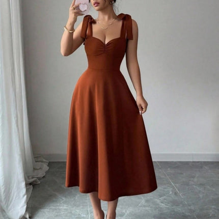 Lace-Up Waist-Cinching Maxi Dress – Sleeveless Flowy Style