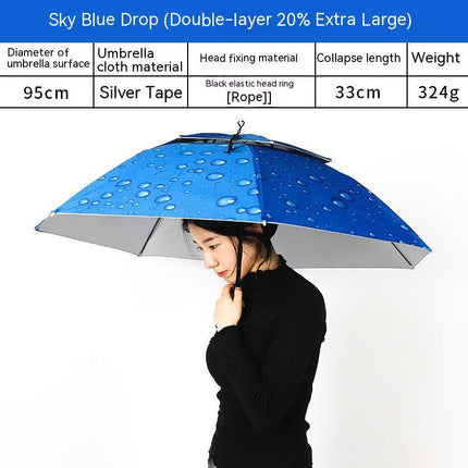 Headworn Double Layer Windproof And Rainproof Fishing Umbrella Hat