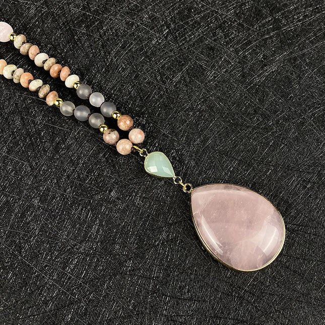 Natural Stone Powder Arrow String Necklace