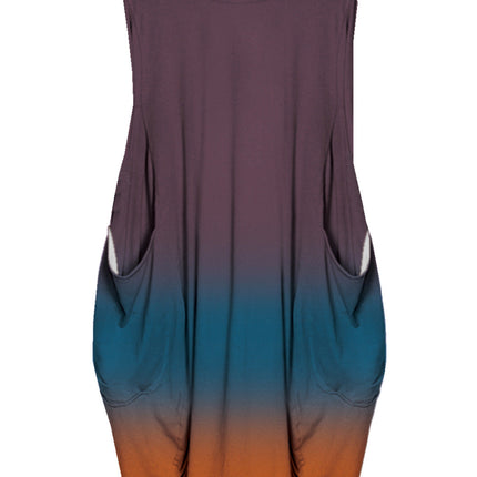 Mid-length Plus Size Printed Sleeveless Dress