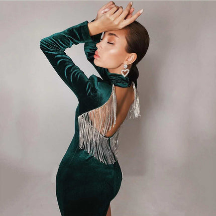 Bandage Dress Sexy Leaky Back Tight Party Dress