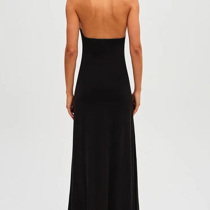 European And American Solid Color Sexy See-through Low Cut Sleeveless Hot Girl Dress Women