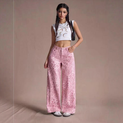 Female Loose Fit Straight Loose Wide Leg Jeans