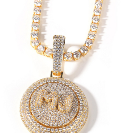 Personalized Hip Hop Custom Rotating Pendant 26 Letter Name Micro Inlaid Zircon
