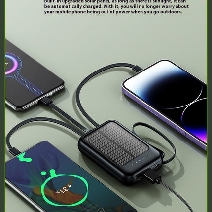 Solar Charging Unit With Cable Camping Portable Large Capacity Mobile Power Supply