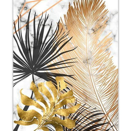 European Style Plant Gold Leaf Decorative Canvas Painting