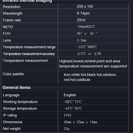 Android Plug-in Thermal Imaging Camera