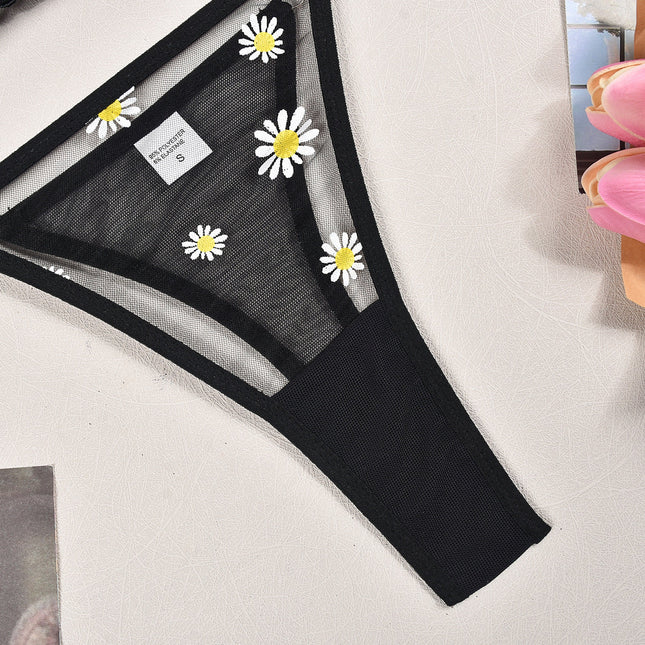 Women's Fashion Mesh Printed Bra T-back Suit