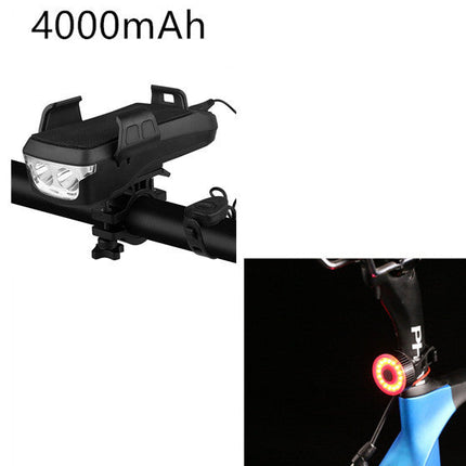Multifunction 4 IN 1 Bicycle Light Powerful Bike Flashlight Bike Horn Power Bank Bicycle Front Light as Phone Holder